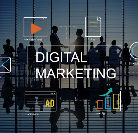 digital marketing with icons business people